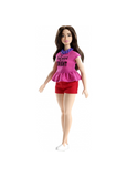 Barbie Fashionista barátnők - Barna hajú Barbie pink felső, bordó shortban